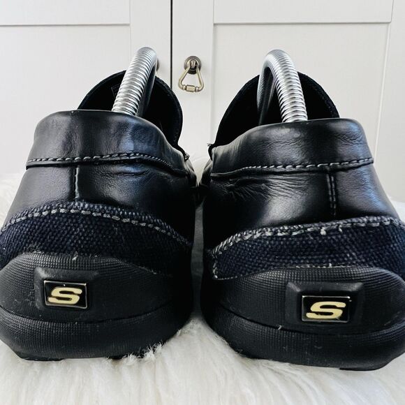 Skechers Phoenix Black Leather Venetian Driving Loafers Slip on Shoes Mens 12 - Picture 5 of 8